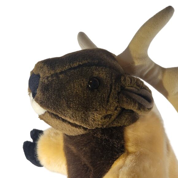Moose Puppet Plush Brown Gold 13 Inch Stuffed Animal Soft Interactive Play Toy - Picture 3 of 9